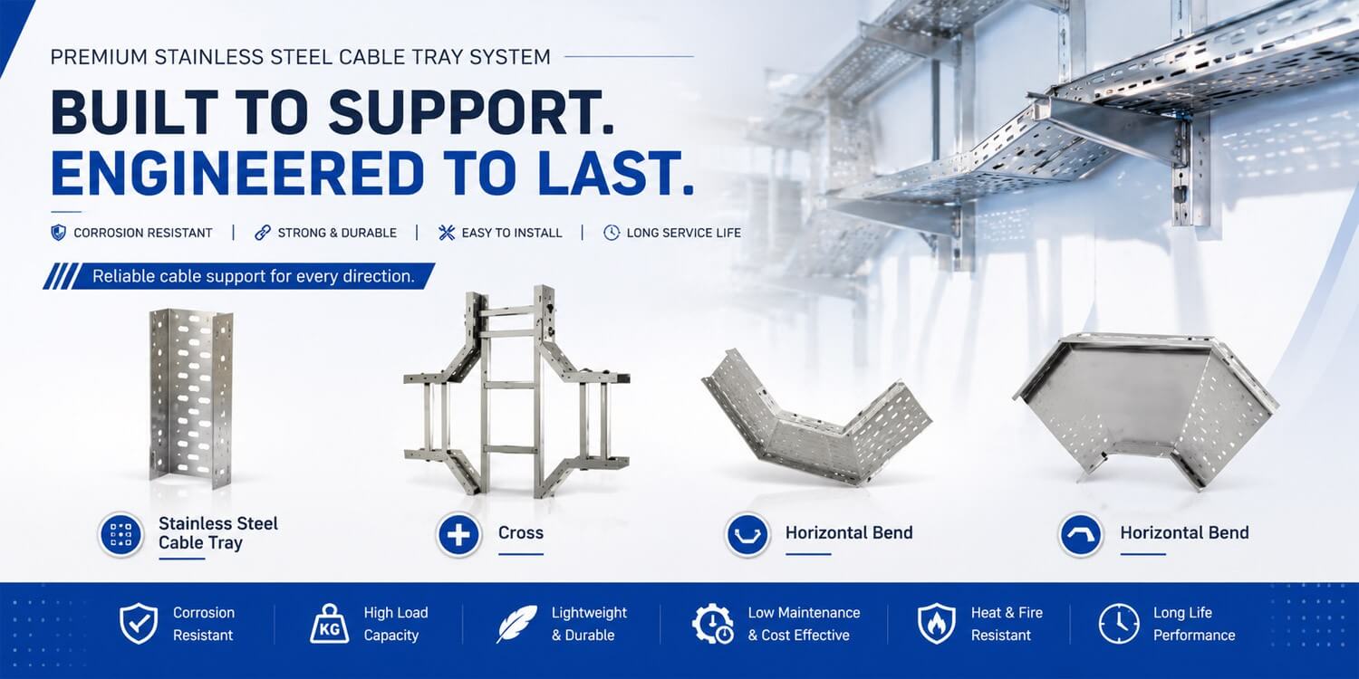 Cable Tray Ducts, FRP Cable Tray Accessories, Cable Tray Fittings And Accessories, Coupler Plates, Horizontal Cross Bends, Horizontal Elbows, Vertical Elbows, Horizontal Tee Bends